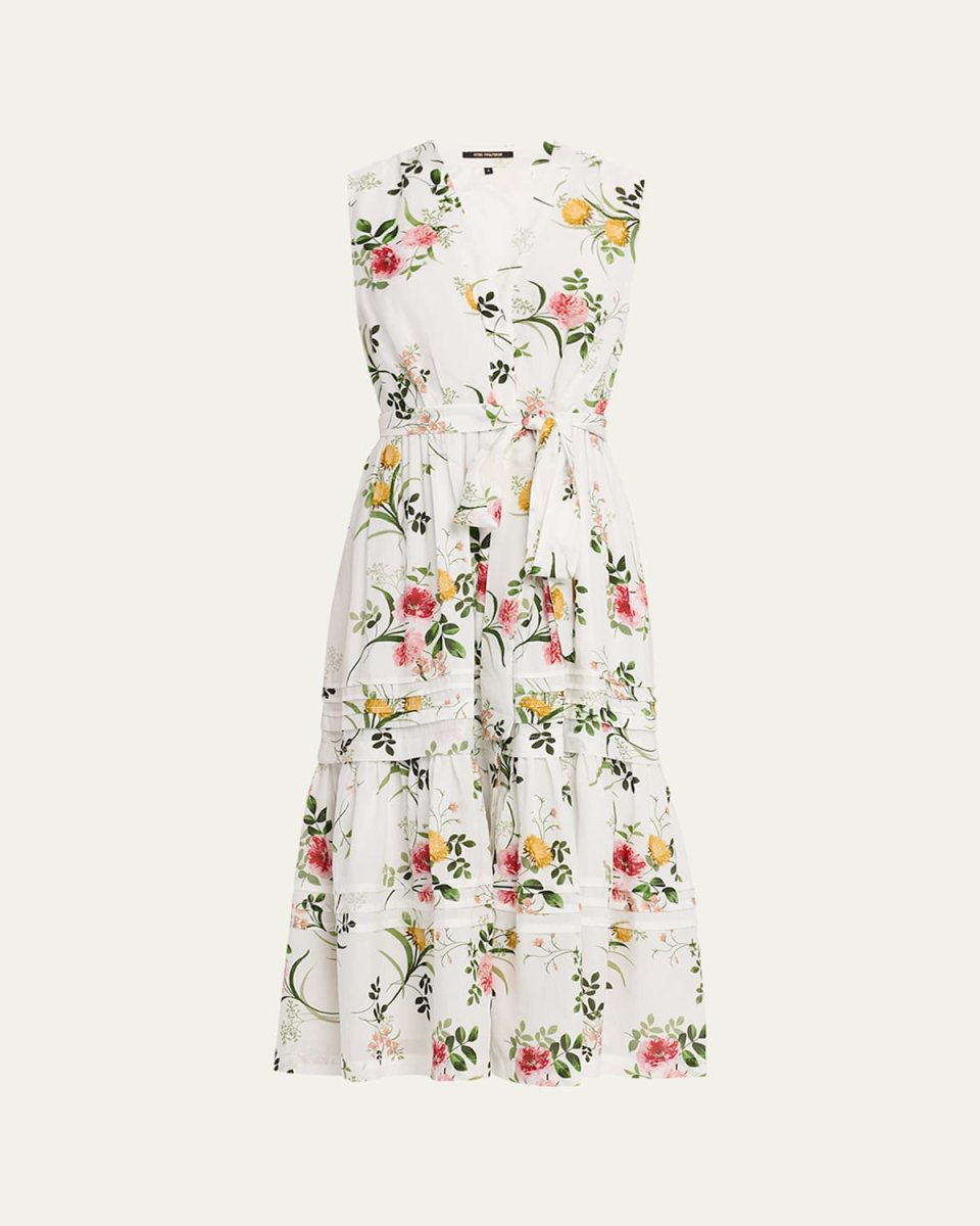 Violet Tiered Floral-Print Midi Dress